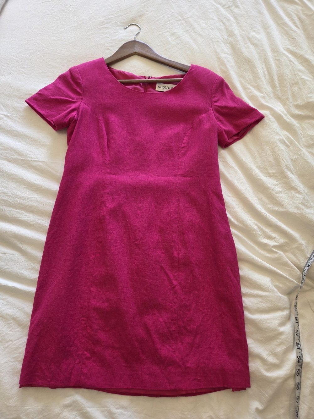 Vintage Fuchsia Short Sleeve Linen Blend Dress